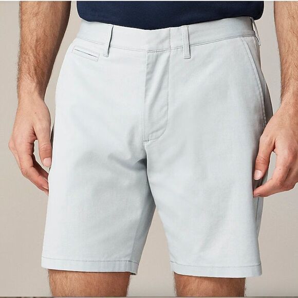 J. Crew BX308 Green white Oxford Tech Shorts NWt size 32 9" inseam - Picture 1 of 10